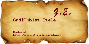 Grünblat Etele névjegykártya